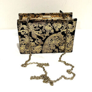 NWT Culture Riot shoulderbag dressy clutch purse evening bag gold & black fabric